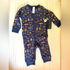 Modern Moments by Gerber Navy Blue Camping Onsie Footless With Buttons